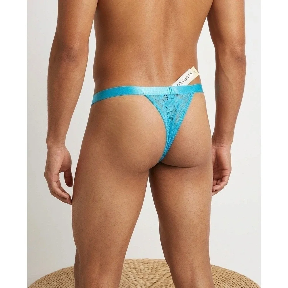Cosabella Italian Lace Men's Thong Constance Blue Size‎ L